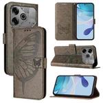 For Tecno Pova 6 Neo Embossed Butterfly Leather Phone Case(Grey)