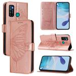 For Tecno Camon 15 Embossed Butterfly Leather Phone Case(Rose Gold)