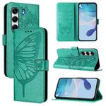 For Tecno Camon 40 Pro 4G Embossed Butterfly Leather Phone Case(Green)