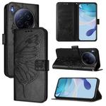 For Tecno Camon 40 Premier Embossed Butterfly Leather Phone Case(Black)