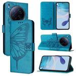 For Tecno Camon 40 Premier Embossed Butterfly Leather Phone Case(Blue)