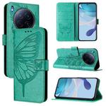 For Tecno Camon 40 Premier Embossed Butterfly Leather Phone Case(Green)