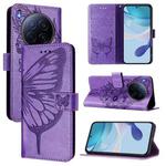 For Tecno Camon 40 Premier Embossed Butterfly Leather Phone Case(Light Purple)