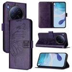 For Tecno Camon 40 Premier Embossed Butterfly Leather Phone Case(Dark Purple)