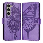 For Samsung Galaxy Z Fold6 Embossed Butterfly Leather Phone Case(Light Purple)