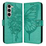 For Samsung Galaxy Z Fold6 Embossed Butterfly Leather Phone Case(Green)