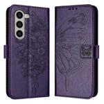 For Samsung Galaxy Z Fold6 Embossed Butterfly Leather Phone Case(Dark Purple)