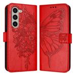 For Samsung Galaxy Z Fold6 Embossed Butterfly Leather Phone Case(Red)