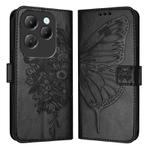 For Infinix Hot 40 / Hot 40 Pro Embossed Butterfly Leather Phone Case(Black)