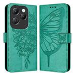 For Infinix Hot 40 / Hot 40 Pro Embossed Butterfly Leather Phone Case(Green)
