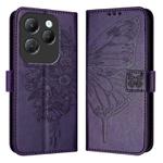 For Infinix Hot 40 / Hot 40 Pro Embossed Butterfly Leather Phone Case(Dark Purple)