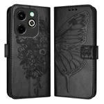 For Infinix Hot 40i Embossed Butterfly Leather Phone Case(Black)