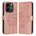 For Infinix Hot 40i Embossed Butterfly Leather Phone Case(Rose Gold)