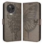 For Infinix Note 12 Pro 4G / Note 12 2023 Embossed Butterfly Leather Phone Case(Grey)