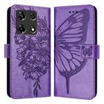 For Infinix Note 30 Pro / Note 30 5G Embossed Butterfly Leather Phone Case(Light Purple)