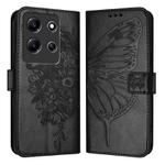 For Infinix Note 30i Embossed Butterfly Leather Phone Case(Black)