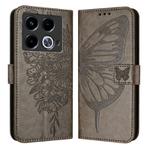 For Infinix Note 40 Embossed Butterfly Leather Phone Case(Grey)