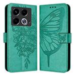 For Infinix Note 40 Embossed Butterfly Leather Phone Case(Green)