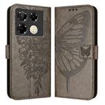 For Infinix Note 40 Pro 4G Embossed Butterfly Leather Phone Case(Grey)