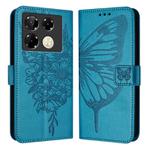 For Infinix Note 40 Pro 4G Embossed Butterfly Leather Phone Case(Blue)