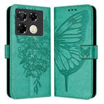For Infinix Note 40 Pro 4G Embossed Butterfly Leather Phone Case(Green)