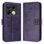 For Infinix Note 40 Pro 4G Embossed Butterfly Leather Phone Case(Dark Purple)