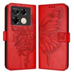 For Infinix Note 40 Pro 5G Embossed Butterfly Leather Phone Case(Red)