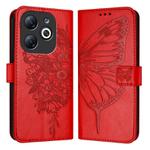 For Infinix Smart 8 Embossed Butterfly Leather Phone Case(Red)