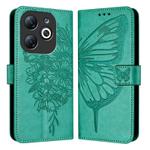 For Infinix Smart 8 Embossed Butterfly Leather Phone Case(Green)