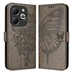 For Infinix Smart 8 Plus / Smart 8 Pro Embossed Butterfly Leather Phone Case(Grey)