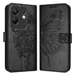 For Infinix Zero 30 4G Embossed Butterfly Leather Phone Case(Black)