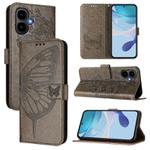 For Infinix Smart 10 4G / Tecno Pop 10 Embossed Butterfly Leather Phone Case(Grey)