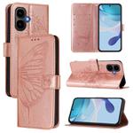 For Infinix Smart 10 4G / Tecno Pop 10 Embossed Butterfly Leather Phone Case(Rose Gold)