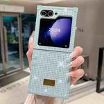 For Samsung Galaxy Z Flip4 5G PC Full Diamond Shockproof Folding Phone Case with Swan Logo(Blue)