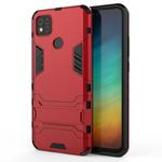 For Xiaomi Redmi 9C PC + TPU Shockproof Protective Case with Holder(Red)