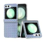 For Samsung Galaxy Z Flip5 5G 3 in 1 Woven Texture Frosted Translucent Frame PU Phone Case(Light Blue)