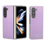 For Samsung Galaxy Z Fold5 5G Woven Texture Frosted Translucent Frame PU Phone Case(Purple)