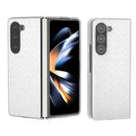 For Samsung Galaxy Z Fold6 5G Woven Texture Frosted Translucent Frame PU Phone Case(White)