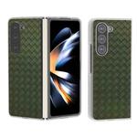 For Samsung Galaxy Z Fold6 5G Woven Texture Frosted Translucent Frame PU Phone Case(Green)