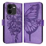 For vivo iQOO Z9x Embossed Butterfly Leather Phone Case(Light Purple)
