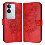 For vivo V29 5G Global / V29 Pro Embossed Butterfly Leather Phone Case(Red)