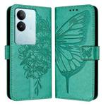 For vivo V29 5G Global / V29 Pro Embossed Butterfly Leather Phone Case(Green)