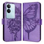 For vivo V29 5G Global / V29 Pro Embossed Butterfly Leather Phone Case(Light Purple)