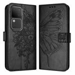 For vivo V30 5G/V30 Pro 5G Global Embossed Butterfly Leather Phone Case(Black)