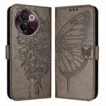 For vivo V30e 5G Global Embossed Butterfly Leather Phone Case(Grey)