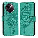 For vivo V30e 5G Global Embossed Butterfly Leather Phone Case(Green)