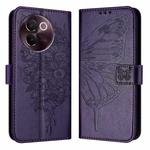 For vivo V30e 5G Global Embossed Butterfly Leather Phone Case(Dark Purple)