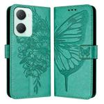 For vivo Y03 4G Global Embossed Butterfly Leather Phone Case(Green)