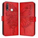 For vivo Y19/Y5s/U3/U20/Z5i Embossed Butterfly Leather Phone Case(Red)