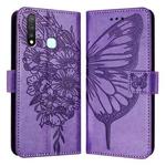 For vivo Y19/Y5s/U3/U20/Z5i Embossed Butterfly Leather Phone Case(Light Purple)